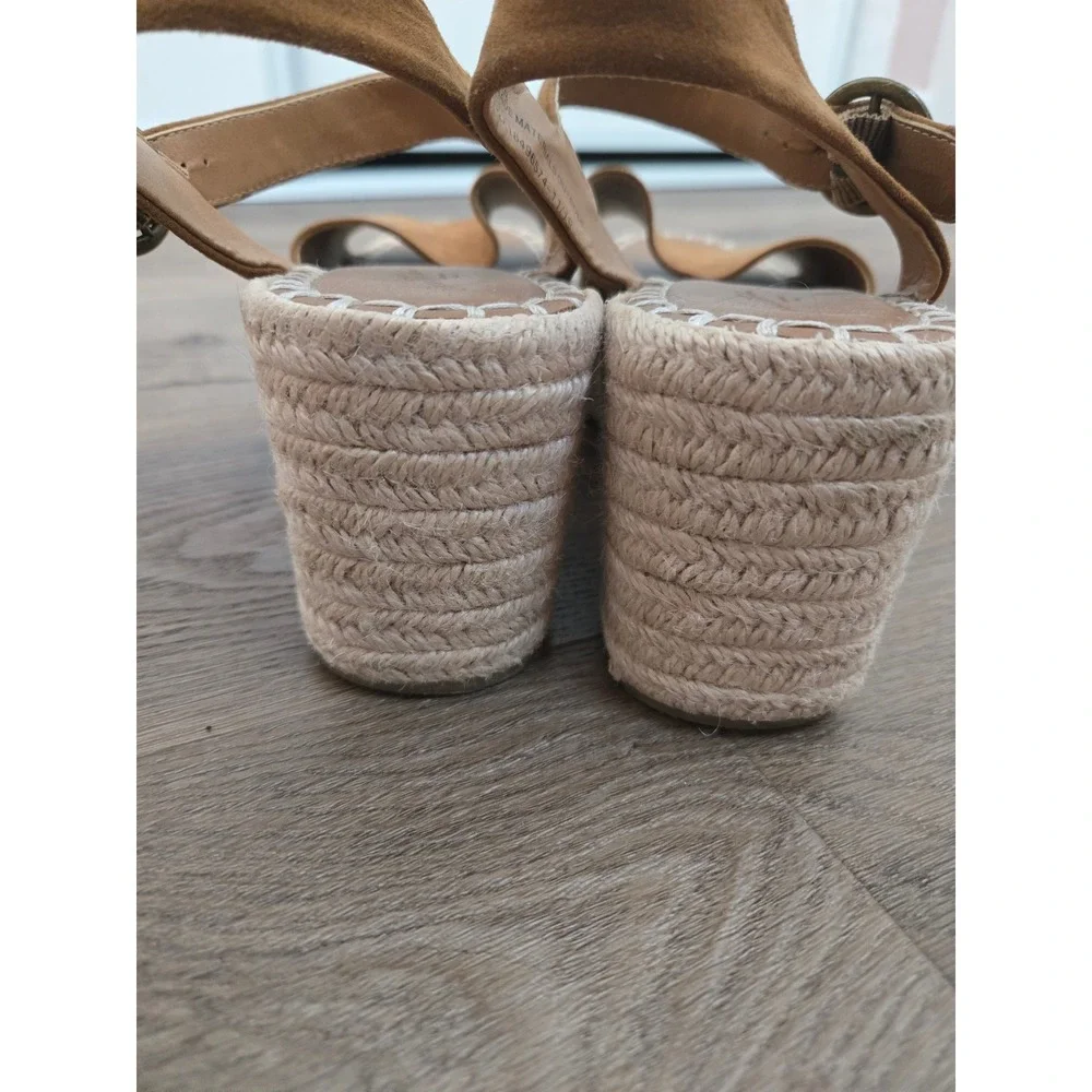 Universal Thread Tan Faux Suede Espadrille Platform Wedge Sandals Womens 10